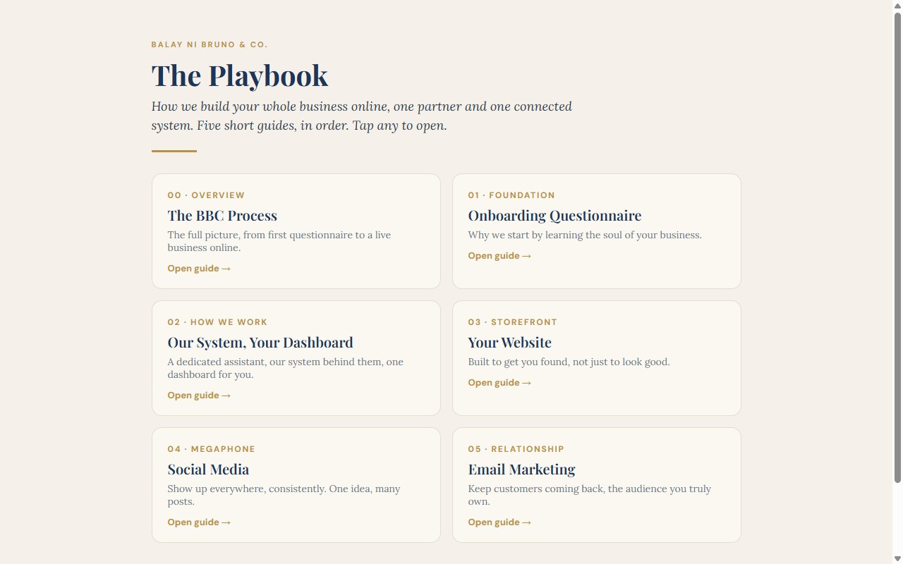 Screenshot of the Balay ni Bruno and Co. Playbook